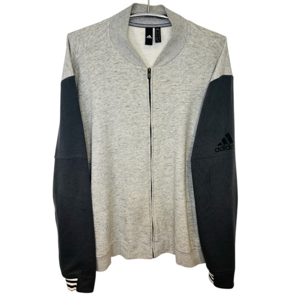 adidas Other - Adidas Men's Full Zip Crewneck Sweatshirt in Gray and Black Size XXL